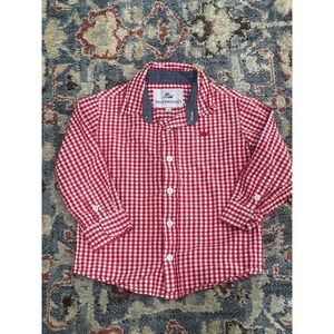 Southbound Button Down Shirt Kids 3T Red Gingham Long Sleeve EUC